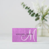 Carte De Visite Toile de Monogramme rose Élégant (Debout devant)