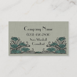 Carte De Visite Toile verte de Lillies d'art déco