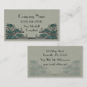 Carte De Visite Toile verte de Lillies d'art déco (Devant / Derrière)