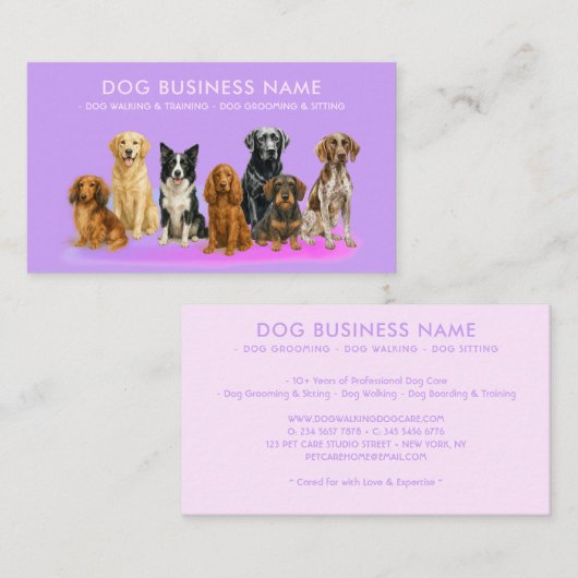Carte De Visite Toilettage de chien à l'aquarelle (Devant / Derrière)