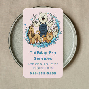 Carte De Visite Toilettage de Chien Heureux Garde d'Animaux de Com