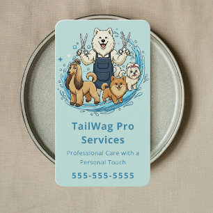 Carte De Visite Toilettage de Chien Heureux Garde d'Animaux de Com