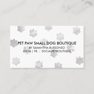 Carte De Visite Toilettage pour chiens en pension aux pattes grise