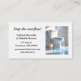 Carte De Visite Toilette débordante pour l'entreprise de plomberie