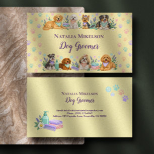 Carte De Visite Toiletteuse pour chiots joyeux aux couleurs pastel