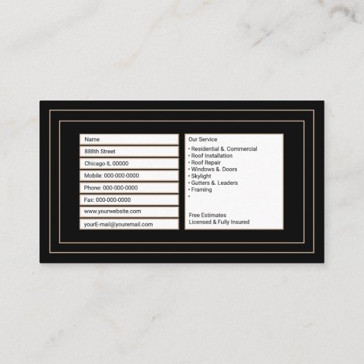 Carte De Visite Toit (Dos)