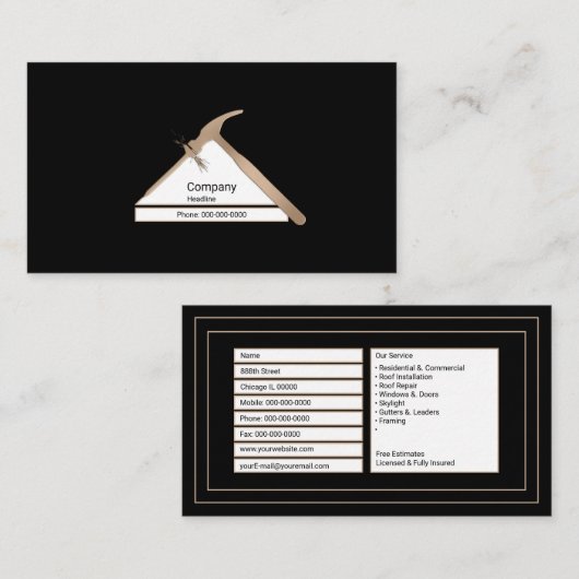 Carte De Visite Toit (Devant / Derrière)