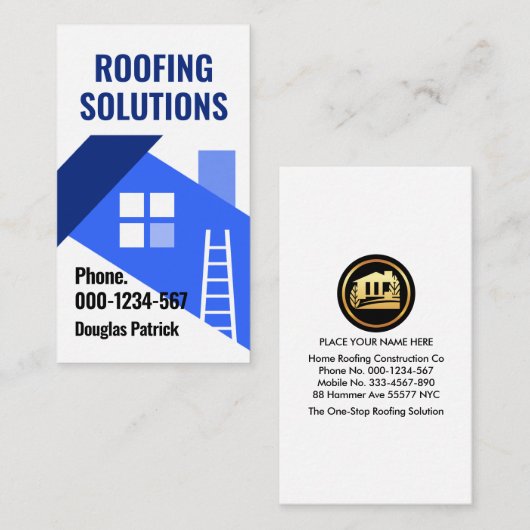 Carte De Visite Toit bleu (Devant / Derrière)
