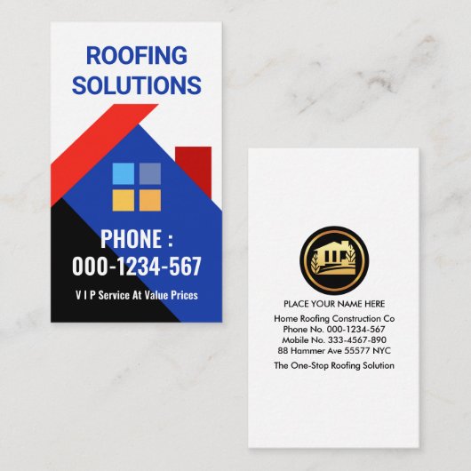 Carte De Visite Toit Coloré (Devant / Derrière)