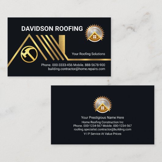 Carte De Visite Toit créatif en or (Devant / Derrière)