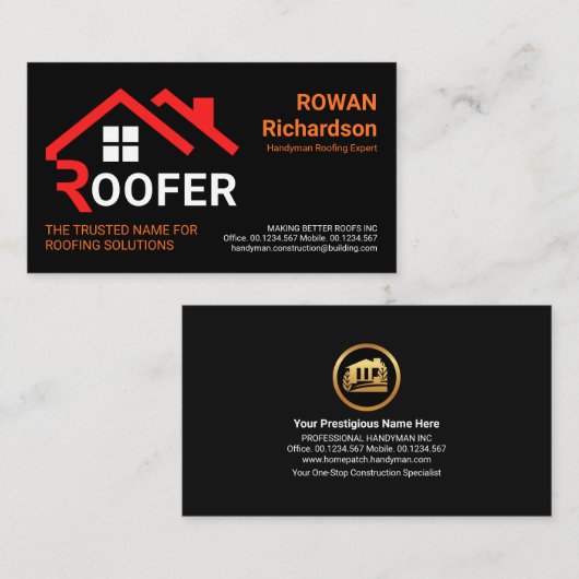 Carte De Visite Toit créatif en rouge Signalisation sur toit (Devant / Derrière)