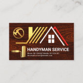 Carte De Visite Toit Créatif Sur Bois Constructeur Handyman (Devant)