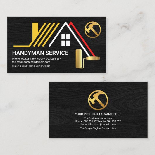 Carte De Visite Toit Créatif Sur Manipulateur En Bois Noir (Devant / Derrière)