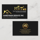 Carte De Visite Toit Creative Gold Handyman Outils Rénovation (Devant / Derrière)