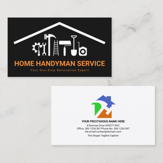 Carte De Visite Toit Creative Handyman Tools Building (Devant / Derrière)