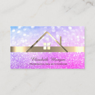 Carte De Visite Toit de maison d'agent immobilier ombré élégant Bo