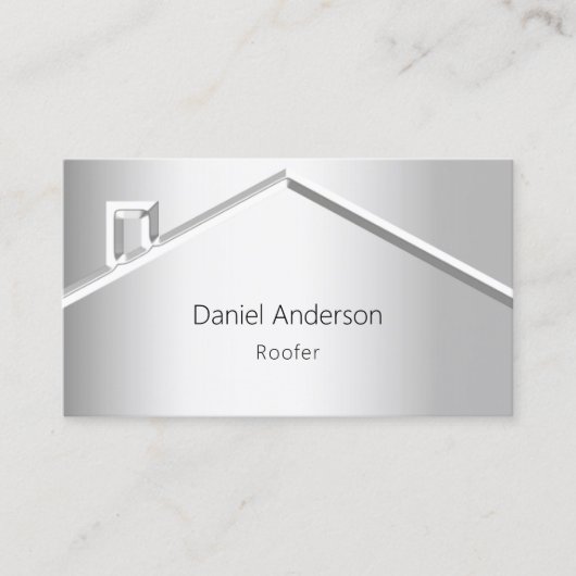 Carte De Visite Toit de maison en argent code QR moderne (Devant)