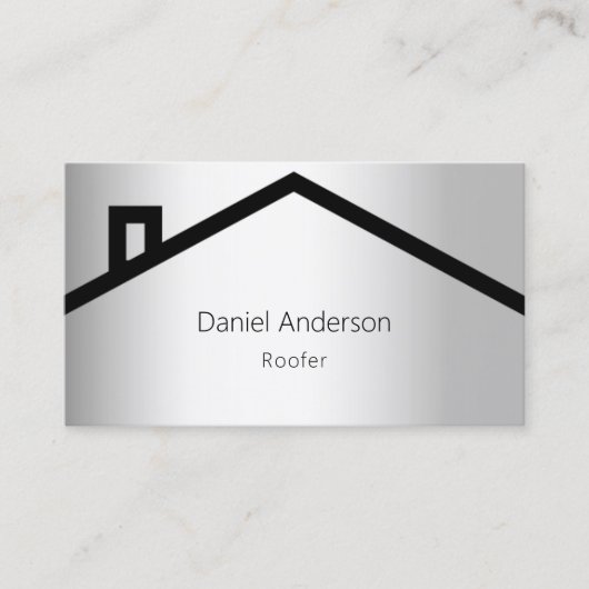 Carte De Visite Toit de maison en argent code QR moderne (Devant)