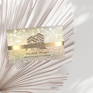 Carte De Visite Toit de maison pailleté or bokeh élégant 