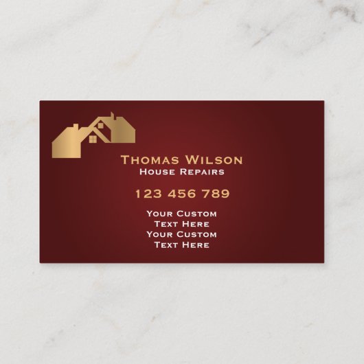 Carte De Visite Toit de menuiserie de construction professionnelle (Dos)