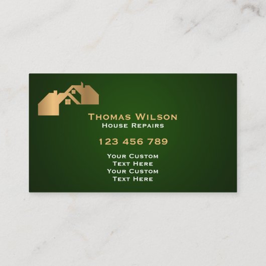 Carte De Visite Toit de menuiserie de construction professionnelle (Dos)