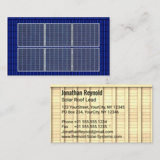 Carte De Visite Toit double face Solaire Energy Blue Roof (Devant / Derrière)