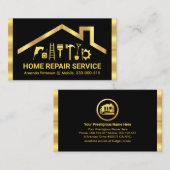Carte De Visite Toit Gold Handyman Outils Bandes (Devant / Derrière)