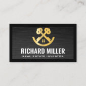 Carte De Visite Toit immobilier | Clés or et logo de la maison (Devant)