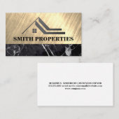 Carte De Visite Toit immobilier | Or métallique | Marbre noir (Devant / Derrière)