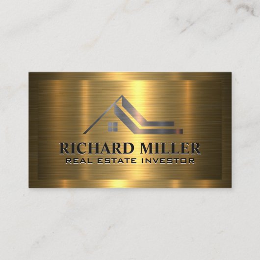 Carte De Visite Toit immobilier | Or métallique sur or (Devant)