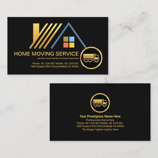 Carte De Visite Toit Or Design En Déplacement (Devant / Derrière)