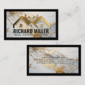 Carte De Visite Toit Or | Logo de la maison | Immobilier (Devant / Derrière)