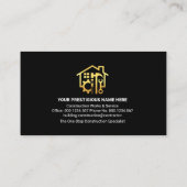 Carte De Visite Toit pour outils pour main d'or (Dos)