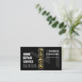 Carte De Visite Toit Silhouette Handyman Outils Bordure (Debout devant)