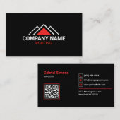 Carte De Visite Toiture du bâtiment Red Triangle moderne Code QR (Devant / Derrière)