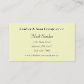 Carte De Visite Toiture ou couverture (Dos)