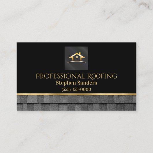 Carte De Visite Toiture professionnelle en or Shingles Constructio (Devant)