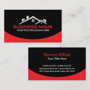 Carte De Visite Toiture Rouge Entreprise de Toiture Professionnell