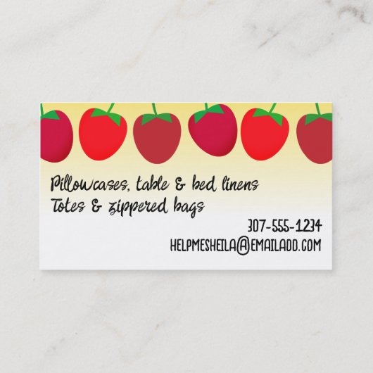 Carte De Visite tomate pincushion fraise couture accès (Dos)