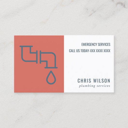 CARTE DE VISITE TOMOTO RED NAVY PLUMBER SERVICE PIPES PLUMBER (Devant)
