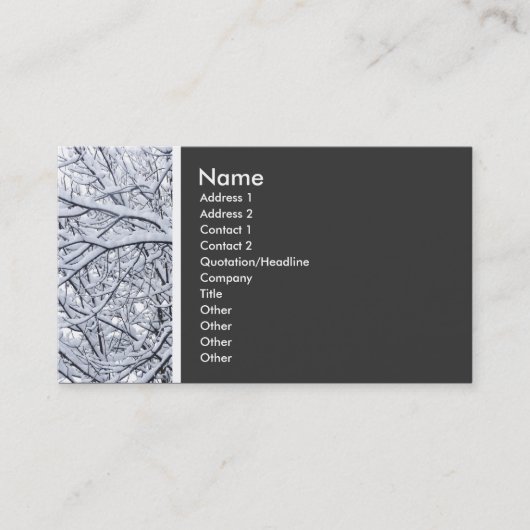 Carte De Visite Tonage de texture (Branches de neige) (Devant)