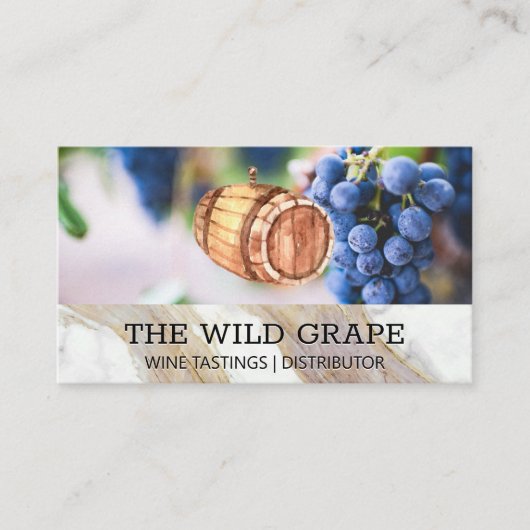 Carte De Visite Tonneau de vin | Raisins de vin (Devant)