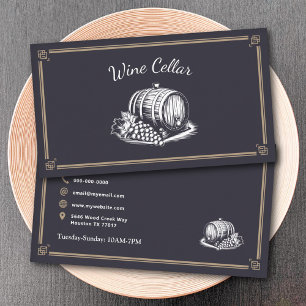 Carte De Visite Tonneau et Raisins - Cave à Vin