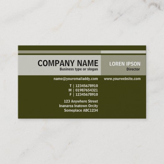 Carte De Visite Tons alternatifs - vert olive foncé (333300) (Devant)