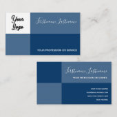 Carte De Visite Tons bleus rectangulaire avec logo calligraphie (Devant / Derrière)