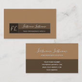 Carte De Visite Tons de la Terre calligraphie rectangle gris monog (Devant / Derrière)