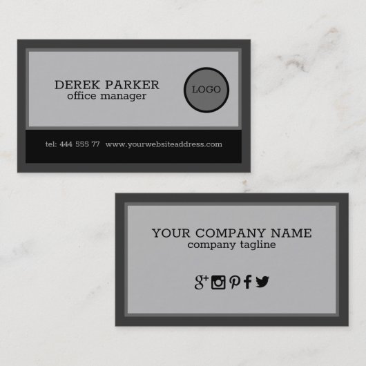 Carte De Visite Tons Noir Et Gris (Devant / Derrière)