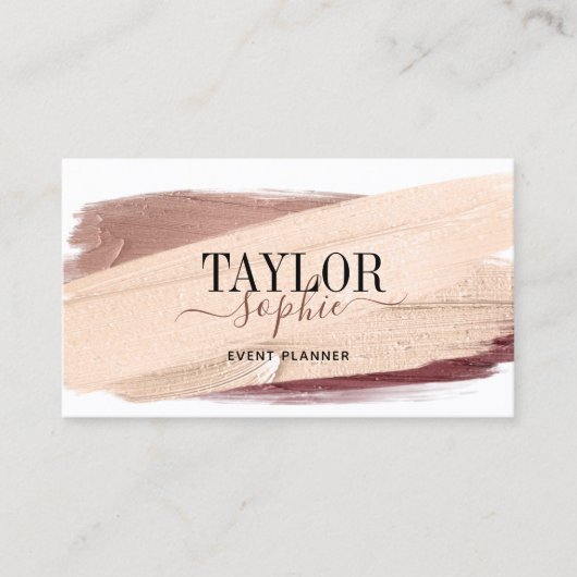 Carte De Visite tons terre moderne brush strokies élégant chic (Devant)