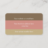 Carte De Visite Tons Terre Moderne Mini Monogramme Professionnel (Dos)