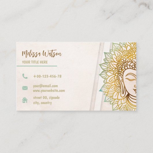Carte De Visite Tons verts bouddha studio de yoga (Dos)